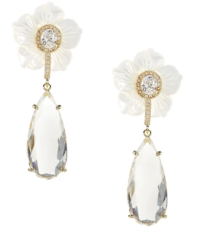 Southern Living x Borrowed & Blue Flower with Cubic Zirconia Stone Drop Earrings