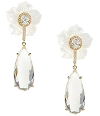 Southern Living x Borrowed & Blue Flower with Cubic Zirconia Stone Drop Earrings