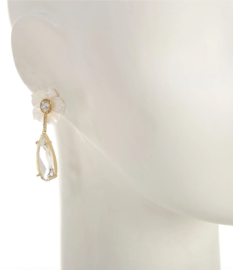 Southern Living x Borrowed & Blue Flower with Cubic Zirconia Stone Drop Earrings