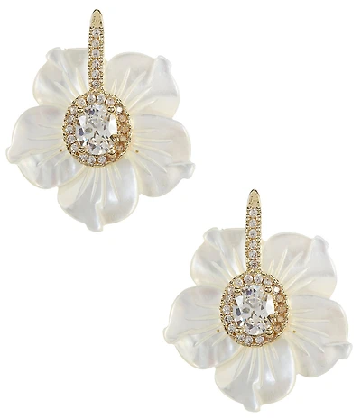 Southern Living x Borrowed & Blue Flower with Cubic Zirconia Stone Inset Stud Earrings