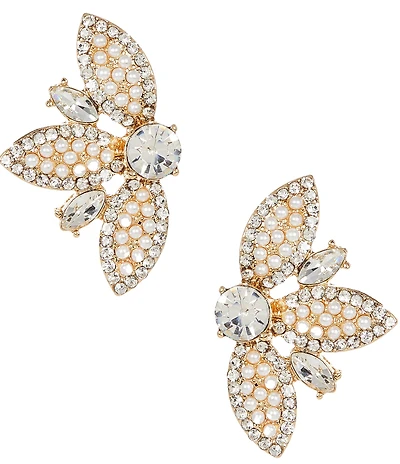 Southern Living x Borrowed & Blue Half Flower Drop Pearls And Pave Earrings