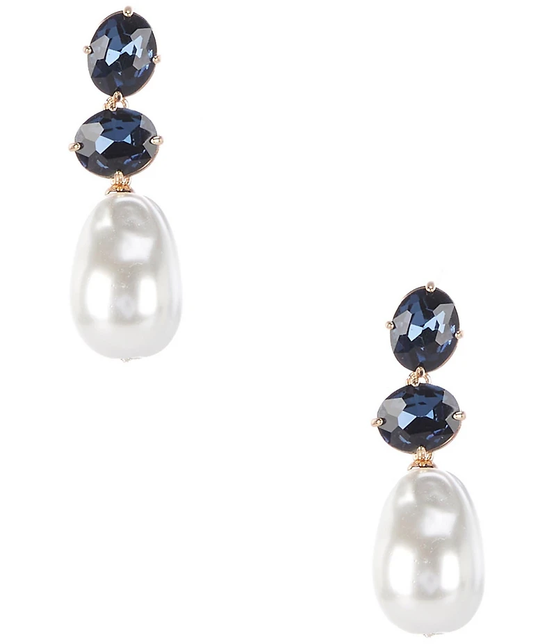 Southern Living x Borrowed & Blue Montana Double Oval Stone Organic Pearl Drop Earrings