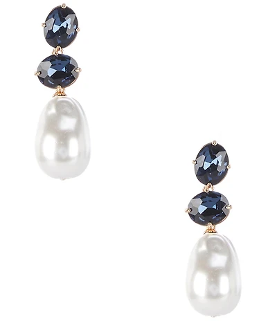 Southern Living x Borrowed & Blue Montana Double Oval Stone Organic Pearl Drop Earrings