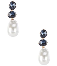 Southern Living x Borrowed & Blue Montana Double Oval Stone Organic Pearl Drop Earrings