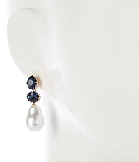 Southern Living x Borrowed & Blue Montana Double Oval Stone Organic Pearl Drop Earrings