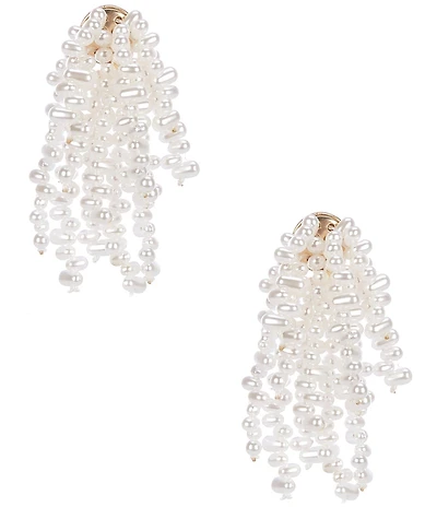 Southern Living x Borrowed & Blue Organic Pearl Cluster Tassle Statement Drop Earrings