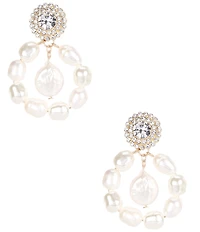 Southern Living x Borrowed & Blue Pave with Freshwater Pearl Circle Orbital Drop Earrings