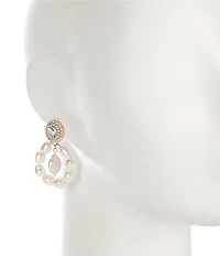 Southern Living x Borrowed & Blue Pave with Freshwater Pearl Circle Orbital Drop Earrings