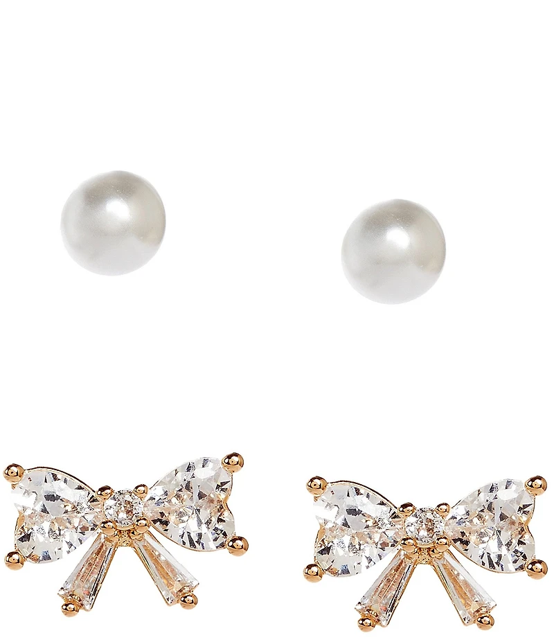 Southern Living x Borrowed & Blue Pearl Crystal Bow Stud Earring Set