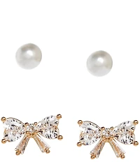 Southern Living x Borrowed & Blue Pearl Crystal Bow Stud Earring Set