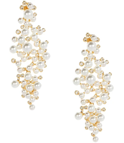 Southern Living x Borrowed & Blue Pearl and Cubic Zirconia Cluster Statement Drop Earrings