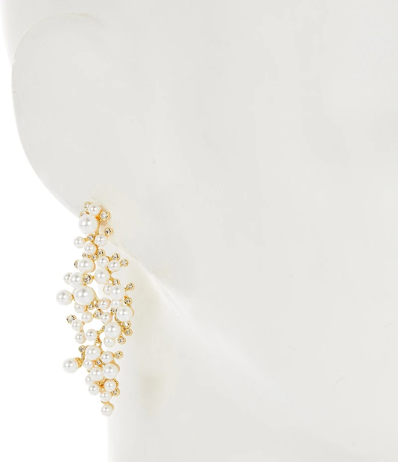 Southern Living x Borrowed & Blue Pearl and Cubic Zirconia Cluster Statement Drop Earrings