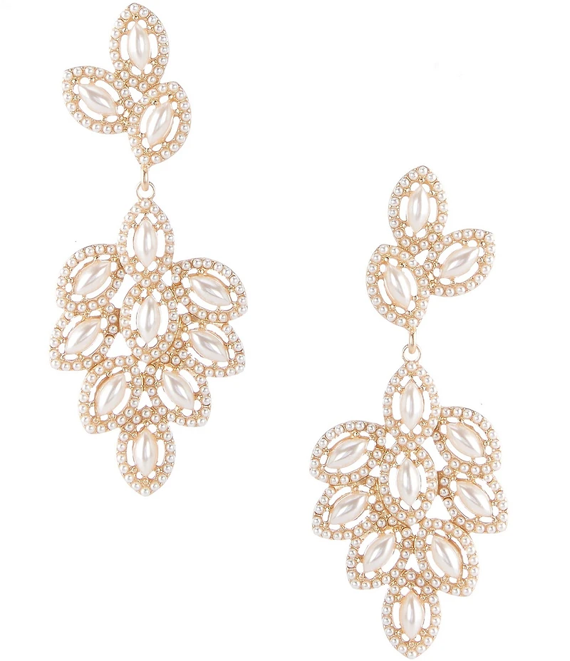 Southern Living x Borrowed & Blue Pearl and Rhinestone Cluster Statement Drop Earrings