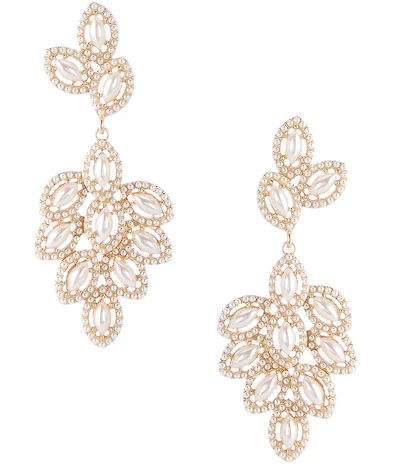Southern Living x Borrowed & Blue Pearl and Rhinestone Cluster Statement Drop Earrings