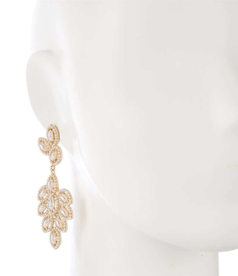 Southern Living x Borrowed & Blue Pearl and Rhinestone Cluster Statement Drop Earrings