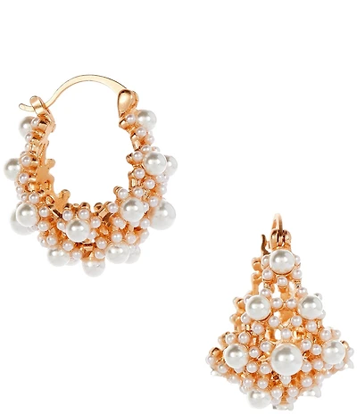 Southern Living x Borrowed & Blue Pearl Basket Puffy Hoop Earrings