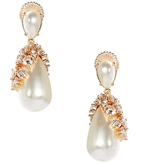 Southern Living x Borrowed & Blue Pearl Cab Crystal CZ Pave Pearl Teardrop Drop Earrings
