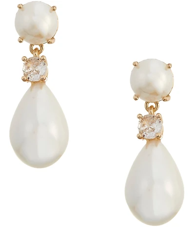 Southern Living x Borrowed & Blue Pearl Cab Crystal CZ Stone Pearl Teardrop Drop Earrings