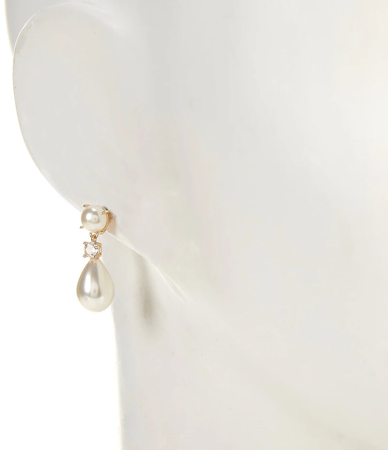 Southern Living x Borrowed & Blue Pearl Cab Crystal CZ Stone Pearl Teardrop Drop Earrings