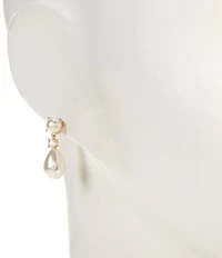 Southern Living x Borrowed & Blue Pearl Cab Crystal CZ Stone Pearl Teardrop Drop Earrings