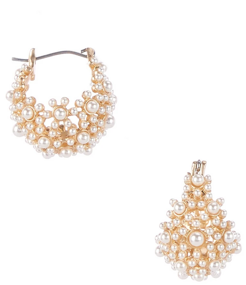 Southern Living x Borrowed & Blue Pearl Pave Small Puffy Hoop Earrings