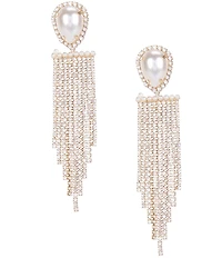 Southern Living x Borrowed & Blue Pearl Rhinestone Tassel Chain Chandelier Earrings