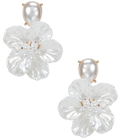 Southern Living x Borrowed & Blue Pearl Statement Flower Drop Earrings