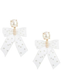 Southern Living x Borrowed & Blue Pearl Stud White Bow Pearl Beaded Drop Earrings
