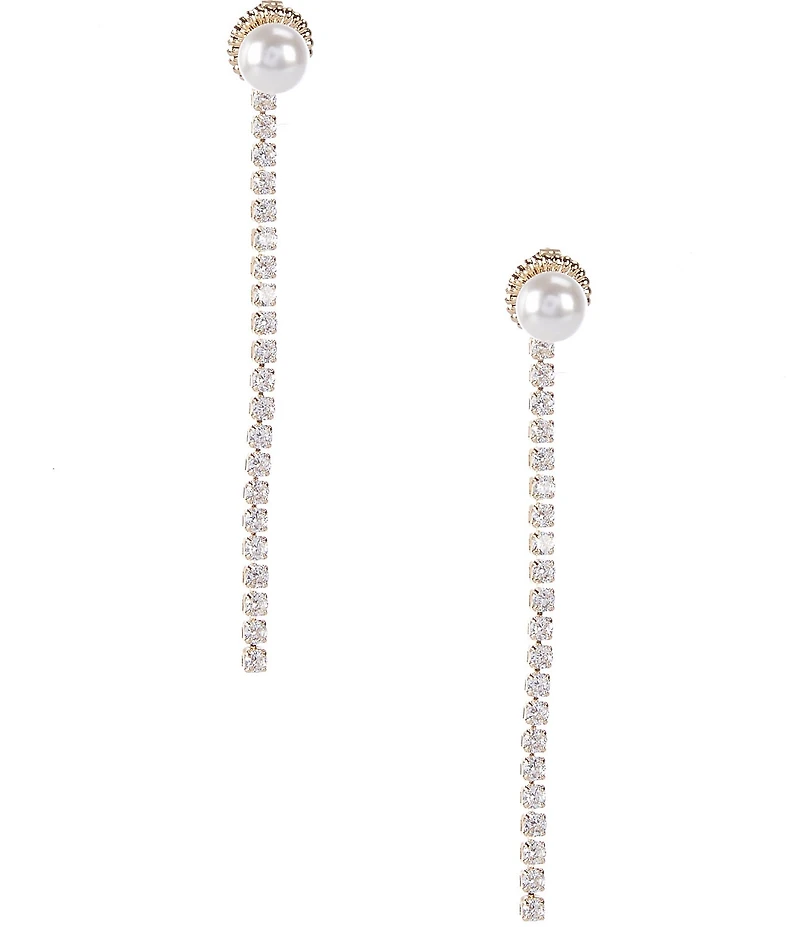 Southern Living x Borrowed & Blue Pearl with Cubic Zirconia Stone Chain Linear Earrings