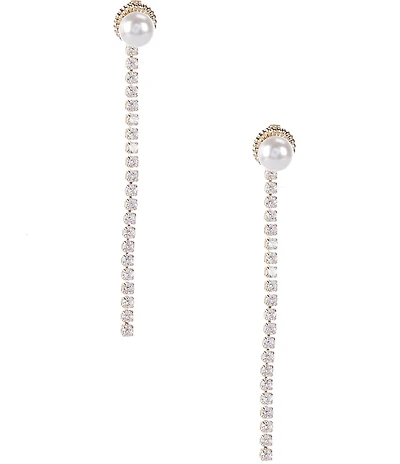 Southern Living x Borrowed & Blue Pearl with Cubic Zirconia Stone Chain Linear Earrings