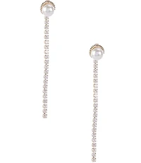 Southern Living x Borrowed & Blue Pearl with Cubic Zirconia Stone Chain Linear Earrings