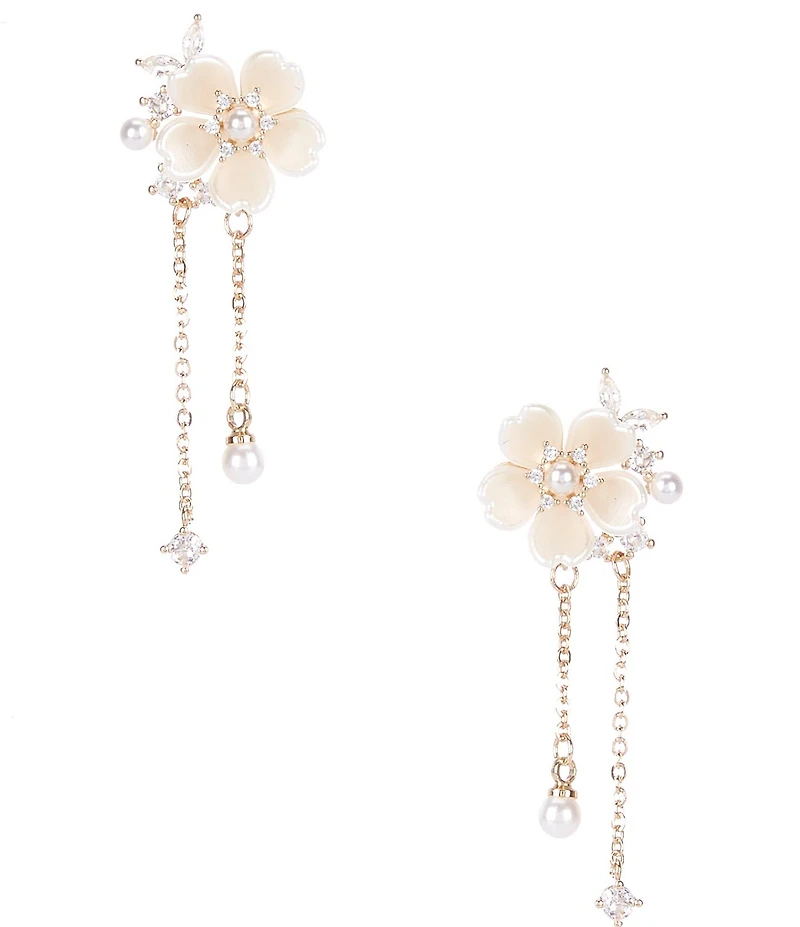 Southern Living x Borrowed & Blue Pearl with Flower Chandelier Earrings