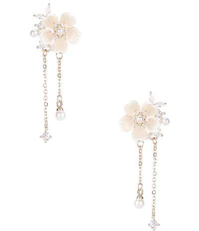 Southern Living x Borrowed & Blue Pearl with Flower Chandelier Earrings