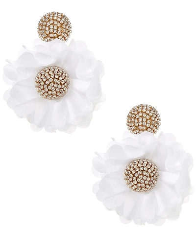 Southern Living x Borrowed & Blue Rhinestone Ball Flower Statement Drop Earrings