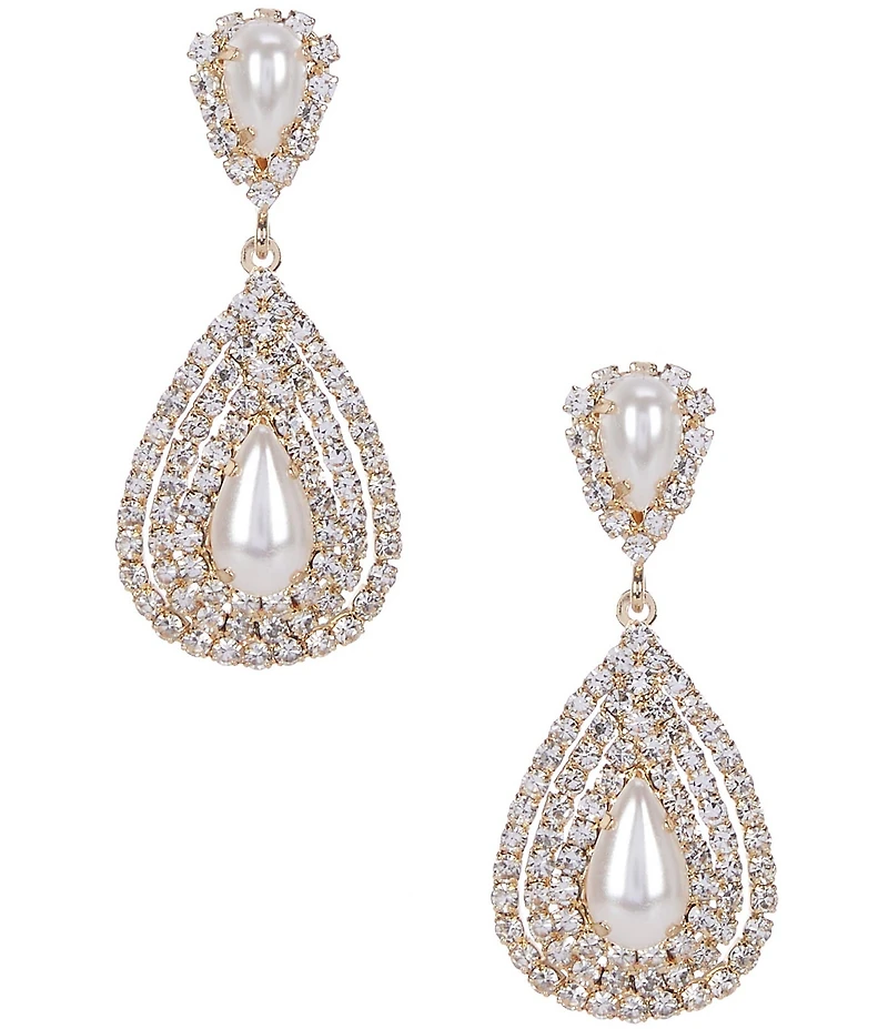 Southern Living x Borrowed & Blue Rhinestone Pearl Inset Teardrop Drop Earrings