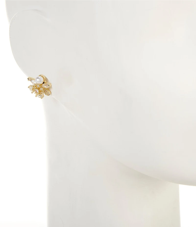 Southern Living x Borrowed & Blue Small Pearl and Cubic Zirconia Cluster Stud Earrings