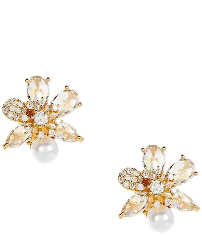 Southern Living x Borrowed & Blue Small Pearl and Cubic Zirconia Cluster Stud Earrings