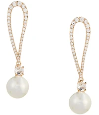 Southern Living x Borrowed & Blue Teardrop Crystal CZ Pave Metal Pearl Drop Earrings