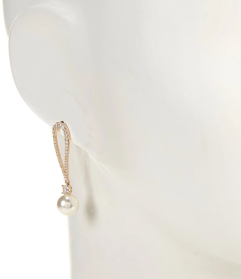 Southern Living x Borrowed & Blue Teardrop Crystal CZ Pave Metal Pearl Drop Earrings