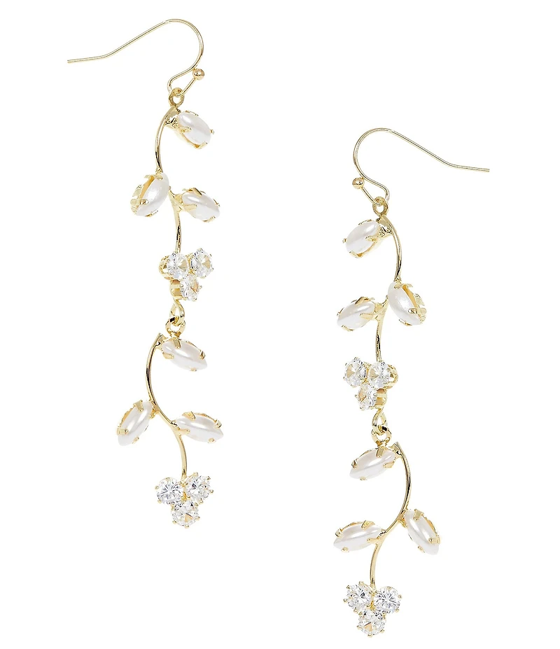 Southern Living x Borrowed Delicate Pearl and Stone Vine Linear Earrings