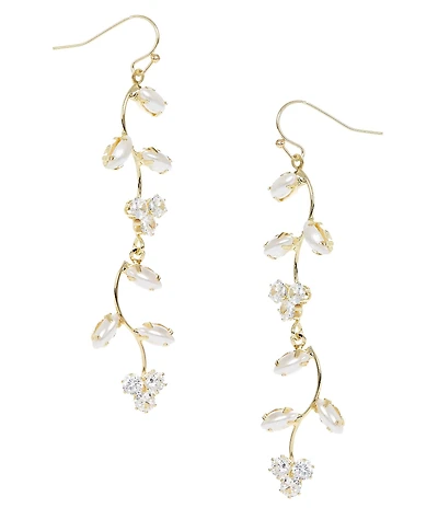 Southern Living x Borrowed Delicate Pearl and Stone Vine Linear Earrings