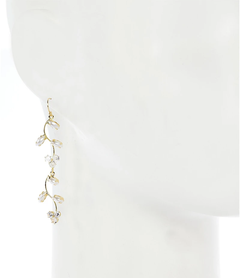 Southern Living x Borrowed Delicate Pearl and Stone Vine Linear Earrings