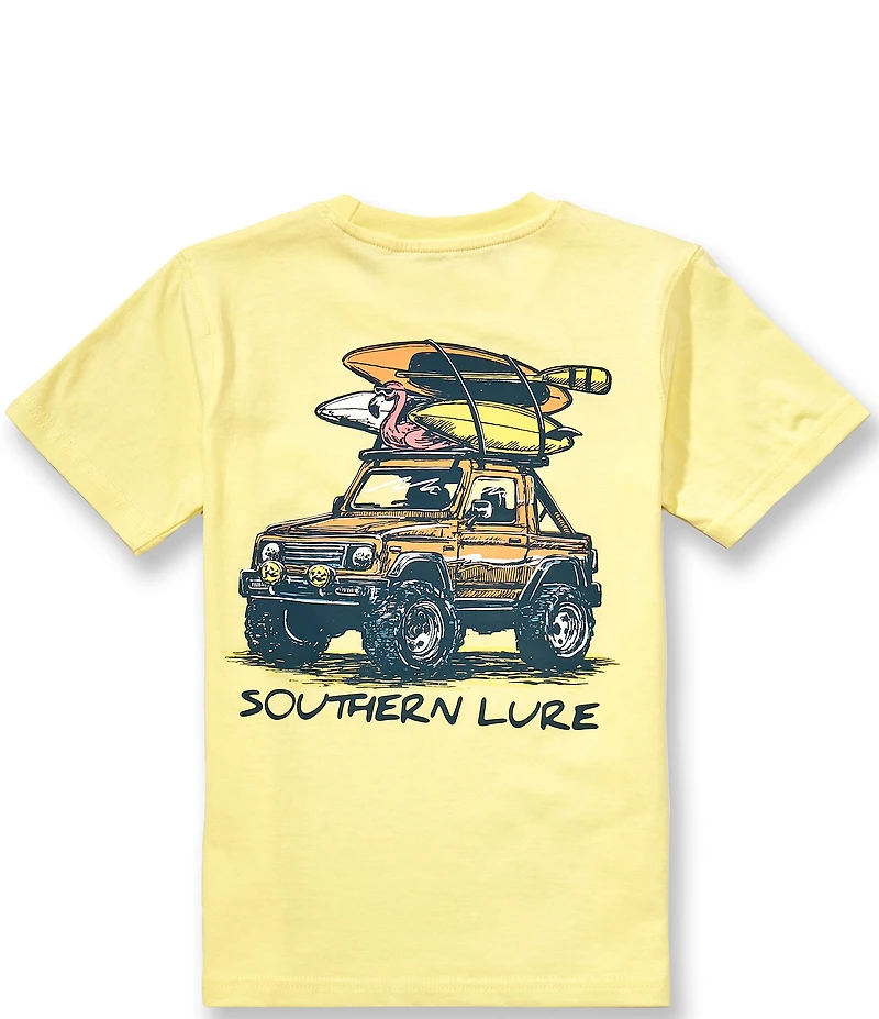 Southern Lure Big Boys Short Sleeves Cruiser Flamingo Graphic Pocket T-Shirt