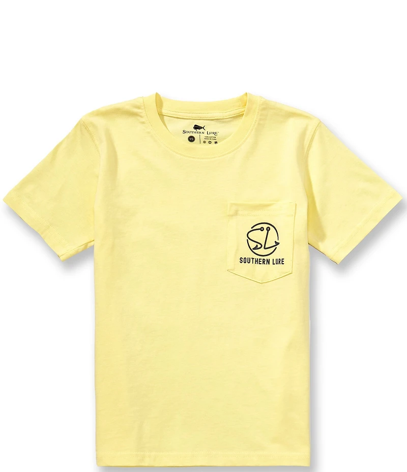 Southern Lure Big Boys Short Sleeves Cruiser Flamingo Graphic Pocket T-Shirt