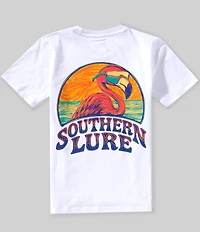 Southern Lure Big Boys Short Sleeves Miami Flamingo Graphic T-Shirt