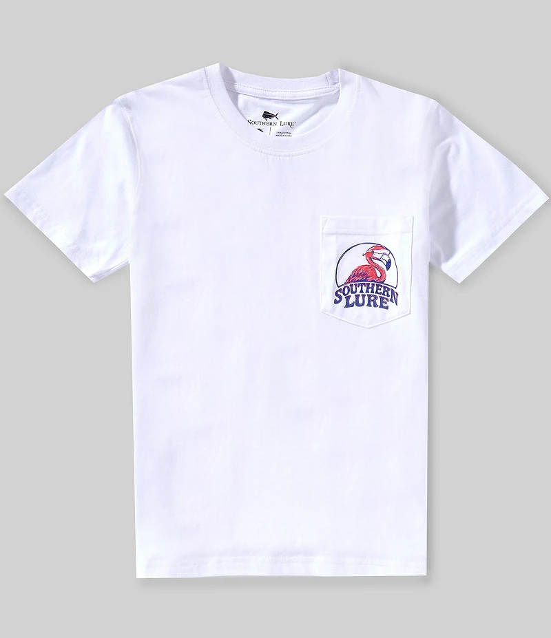 Southern Lure Big Boys Short Sleeves Miami Flamingo Graphic T-Shirt