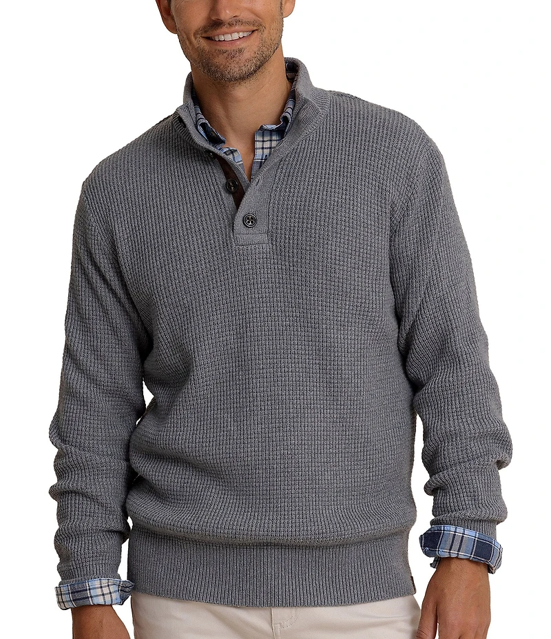 Southern Tide Bass Creek Heather Quarter Button Sweater Pullover