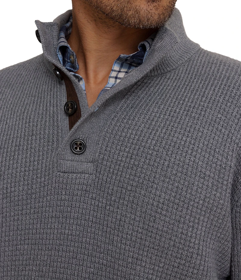 Southern Tide Bass Creek Heather Quarter Button Sweater Pullover