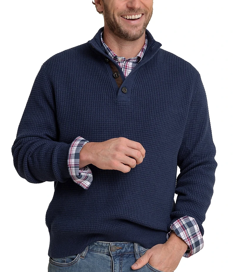 Southern Tide Bass Creek Heather Quarter Button Sweater Pullover