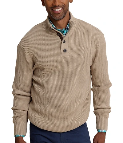 Southern Tide Bass Creek Heather Quarter Button Sweater Pullover